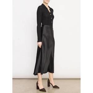 New VINCE women's shaped hem slip skirt in black